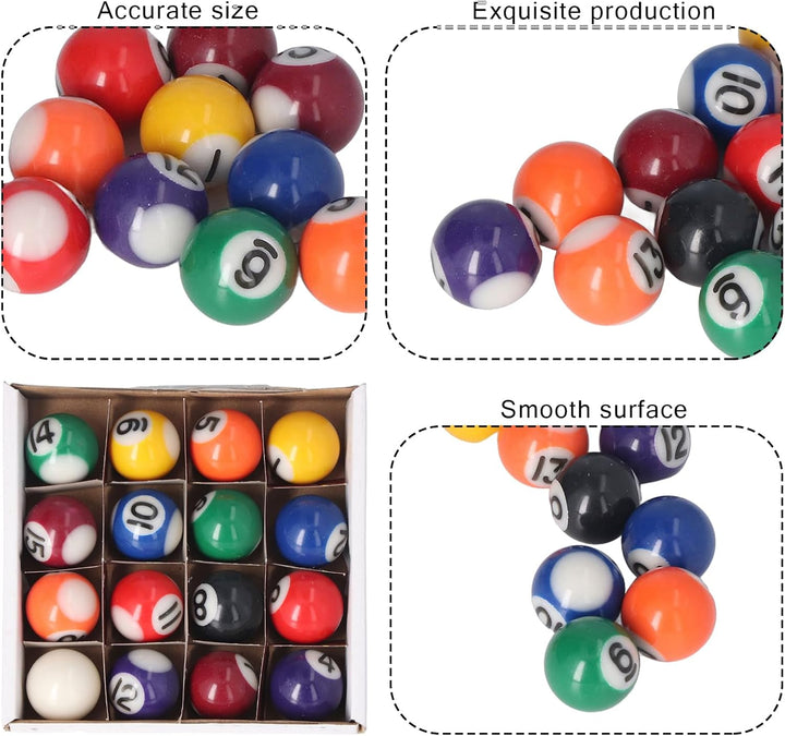 25mm Mini Billard Set 16 Kugeln amerikanisches Harzmaterial tragbarer Tischbillard Kinder Erwachsene
