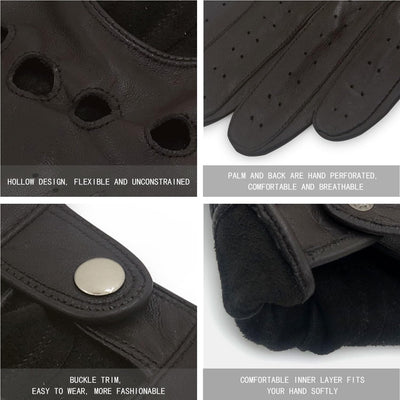 ZLUXURQ Herren Luxus 100% Schaffell Fahrhandschuhe-Weiches hochwertiges Leder X-Large(24.1-25.4cm) D