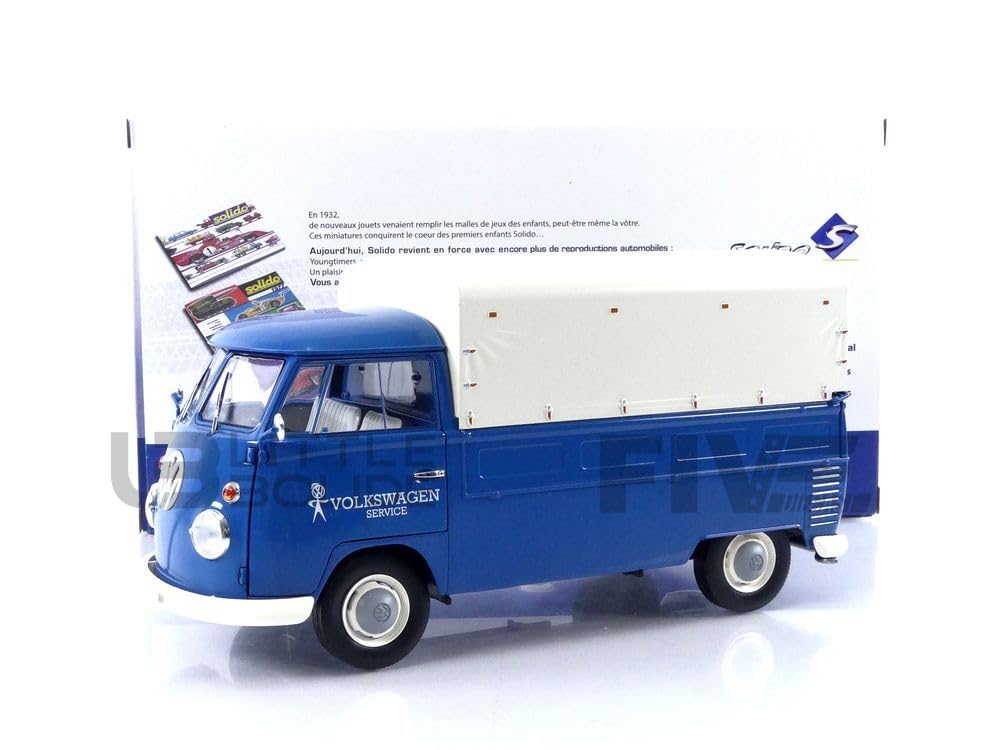 Solido 421187900 VW T1 Pritsche/Plane, Volkswagen Service, Baujahr 1950, Modellauto, Massstab 1:18,