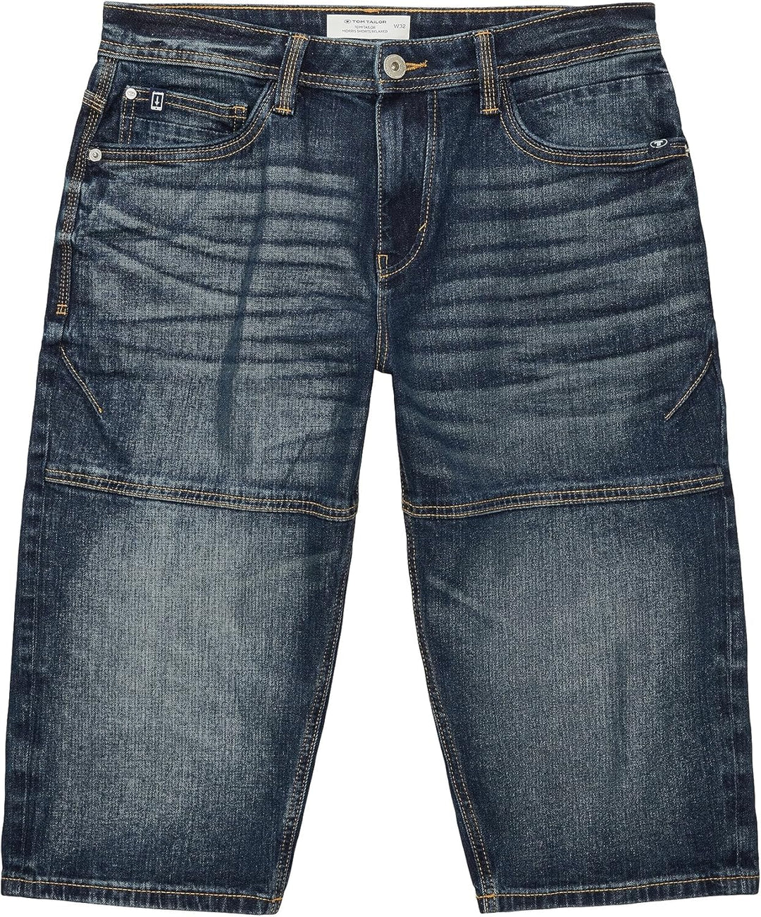 TOM TAILOR Herren Max Overknee Bermuda Shorts 28 10120 - Used Dark Stone Blue Denim, 28 10120 - Used