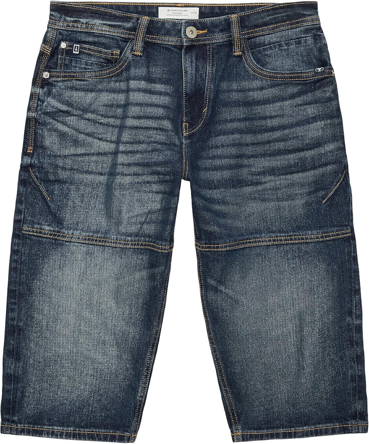 TOM TAILOR Herren Max Overknee Bermuda Shorts 28 10120 - Used Dark Stone Blue Denim, 28 10120 - Used