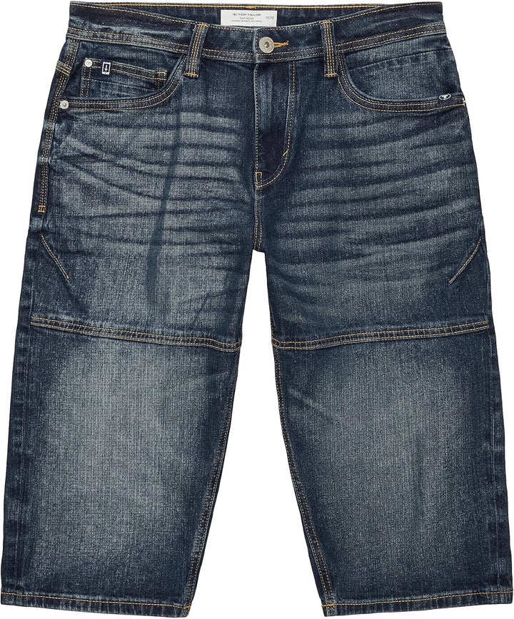 TOM TAILOR Herren Max Overknee Bermuda Shorts 30 10120 - Used Dark Stone Blue Denim, 30 10120 - Used