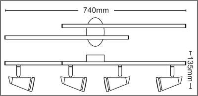 Trango 4-flammig LED Deckenleuchte 2992-42SD in Nickel matt incl. 4x 5 W 3-Stufen dimmbaren LED Leuc