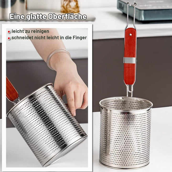 TENTA Kitchen Micro-Perforated Stainless Steel Pasta Basket Mesh Spider Food Dumpling Noodle Straine
