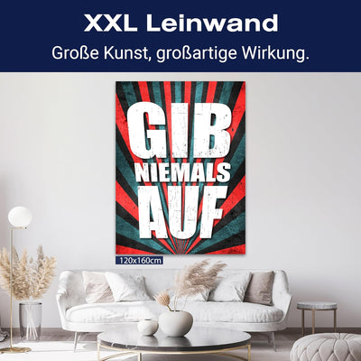 wandmotiv24 Leinwand-Bilder Motivation, Grösse 60x45cm, Hochformat, Gib Niemals auf, Grunge, Bunt, S