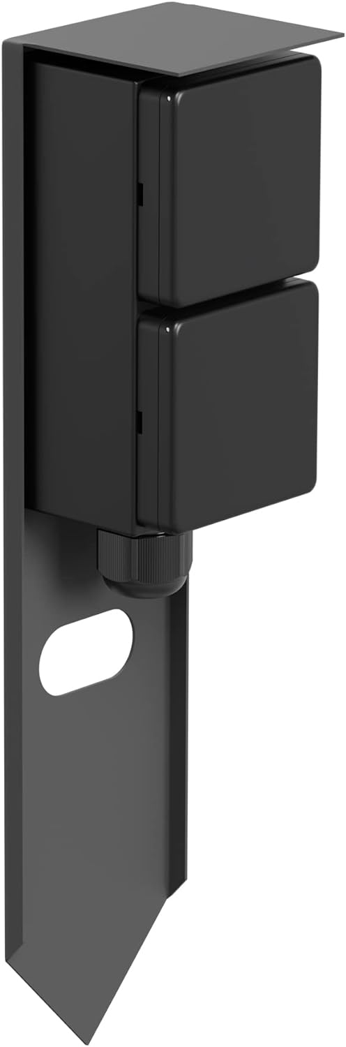 ledscom.de Garten Steckdosensäule PIWI mit Erdspiess für aussen, IP44, 2-Fach, Edelstahl, Kunststoff