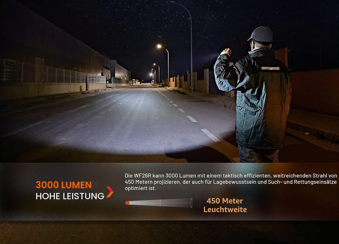 Fenix WF26R Wiederaufladbare Polizei-Taschenlampe, 3000 Lumen, superhelles Licht, mit Ladeschale und