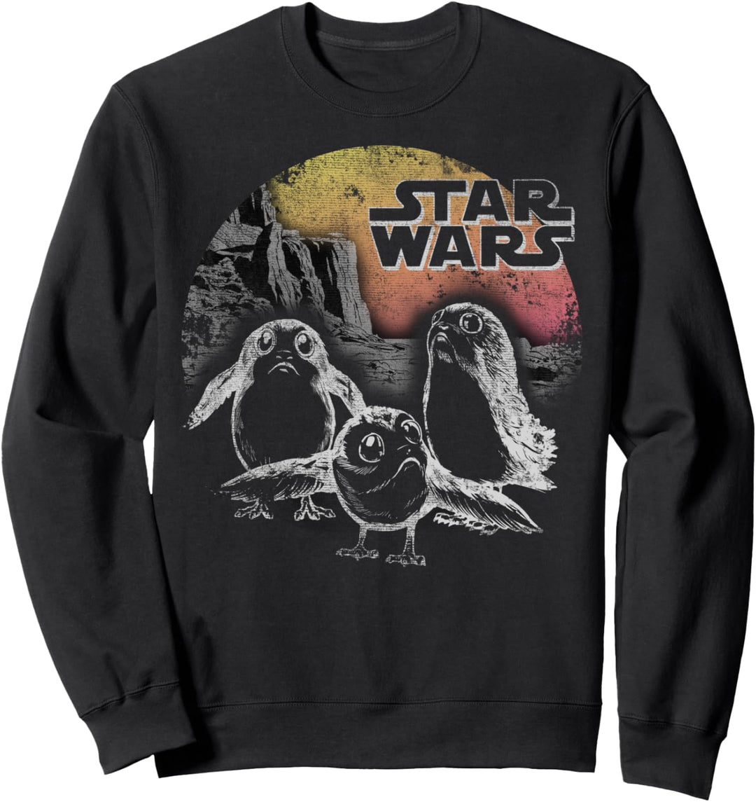 Star Wars The Last Jedi Porg Sunset Faded Poster Sweatshirt