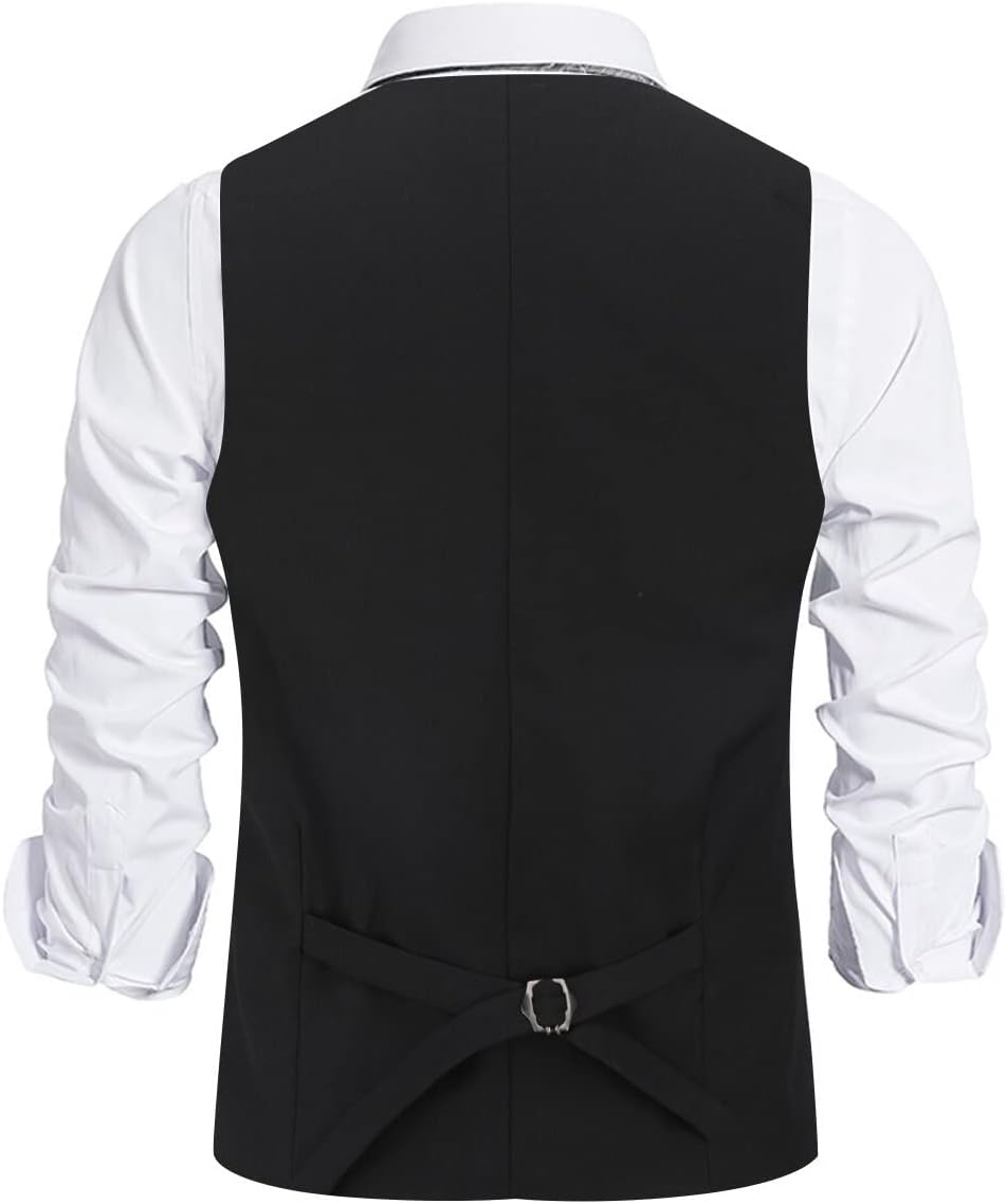 Allthemen Herren Weste Slim fit V Ausschnitt Anzugweste Ärmellose Westen für Business Hochzeit M #92