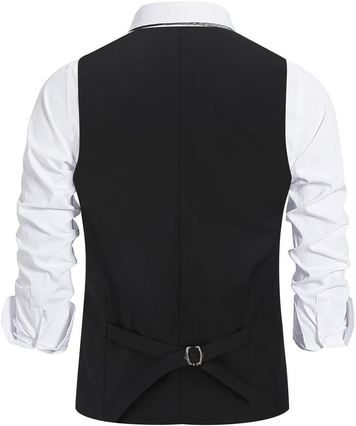 Allthemen Herren Weste Slim fit V Ausschnitt Anzugweste Ärmellose Westen für Business Hochzeit M #92