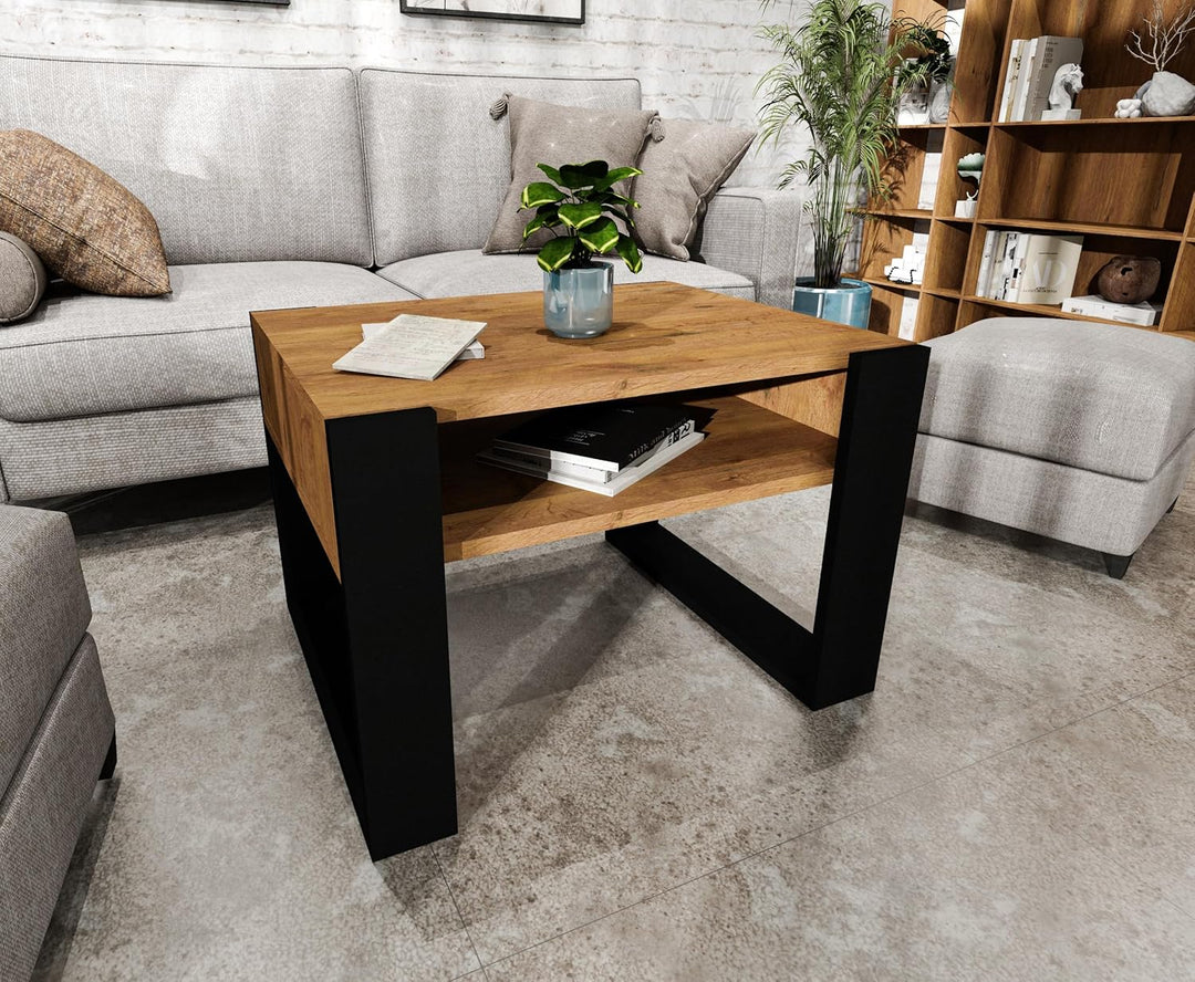 Couchtisch 65×53.6 cm – Wohnzimmertisch aus Holzwerkstoff, Stabiler & moderner Kaffeetisch mit zusät