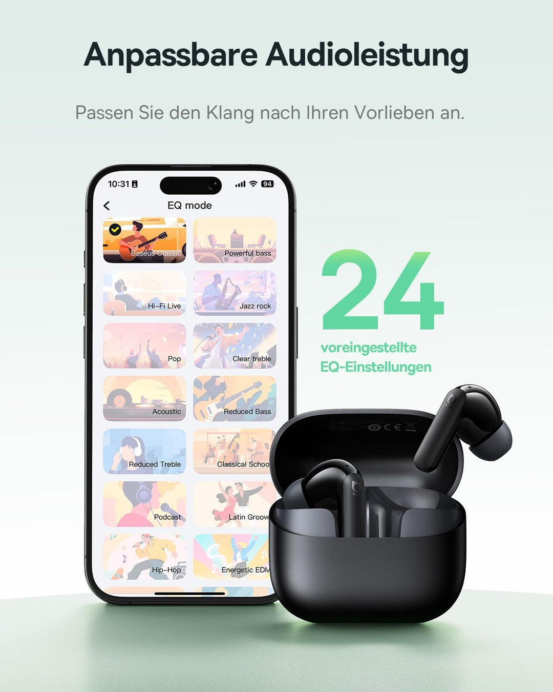 Baseus EP10 NC In Ear Kopfhörer Bluetooth Noise Cancelling, Bluetooth Kopfhörer mit -43 dB ANC, Adap