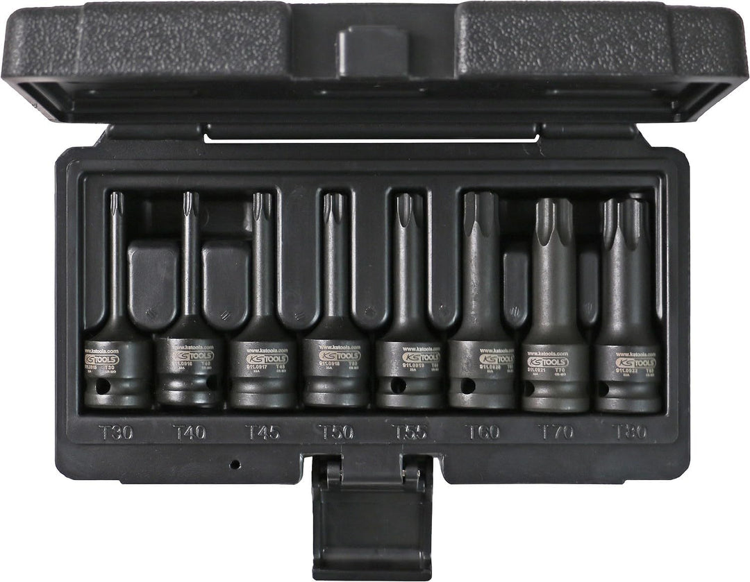 KS Tools 911.0901 1/2" Kraft-Bit-Stecknuss-Satz TX, 8-tlg., T30-T80