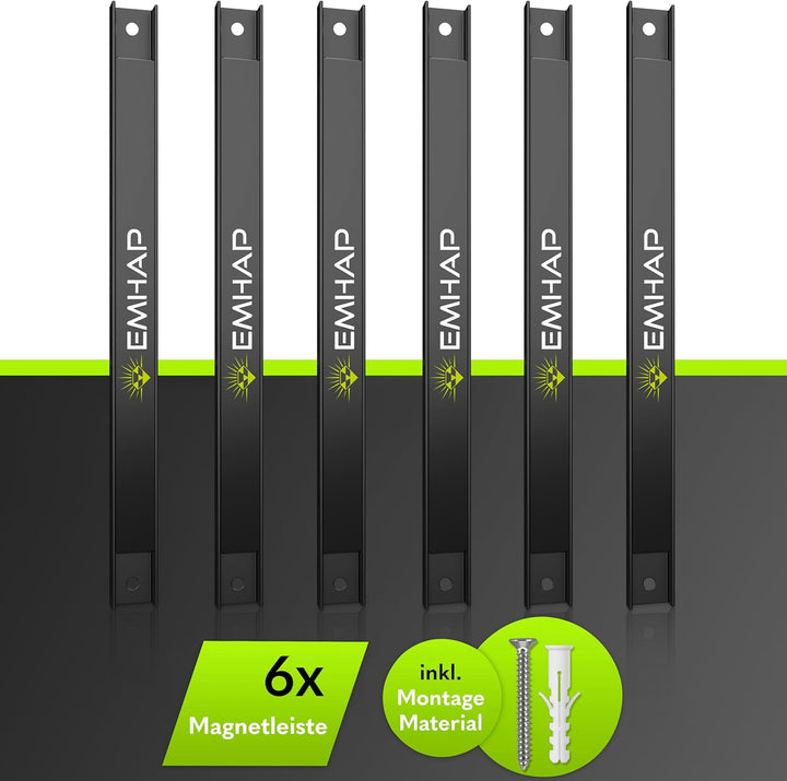 Magnetleiste Werkzeug - EXTRA STARK 6er Set (46 cm) - Universale Magnetschiene Magnethalter Werkzeug