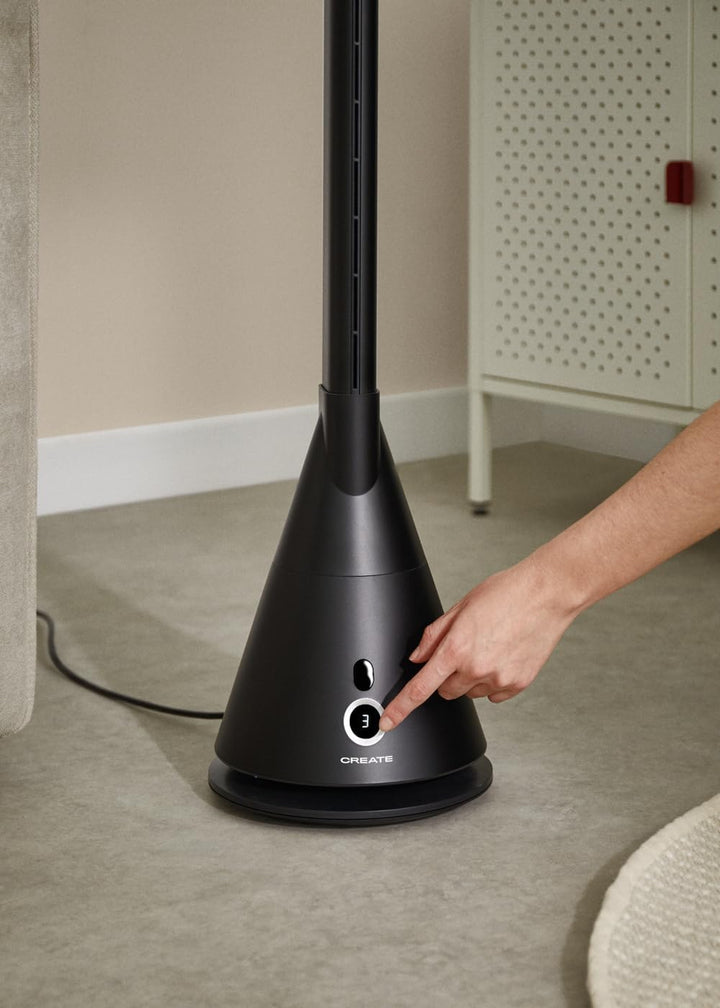CREATE/COOL DC/Turmventilator Schwarz mit Fernbedienung und Oszillation 90º / 26W, Leise, 9 Geschwin