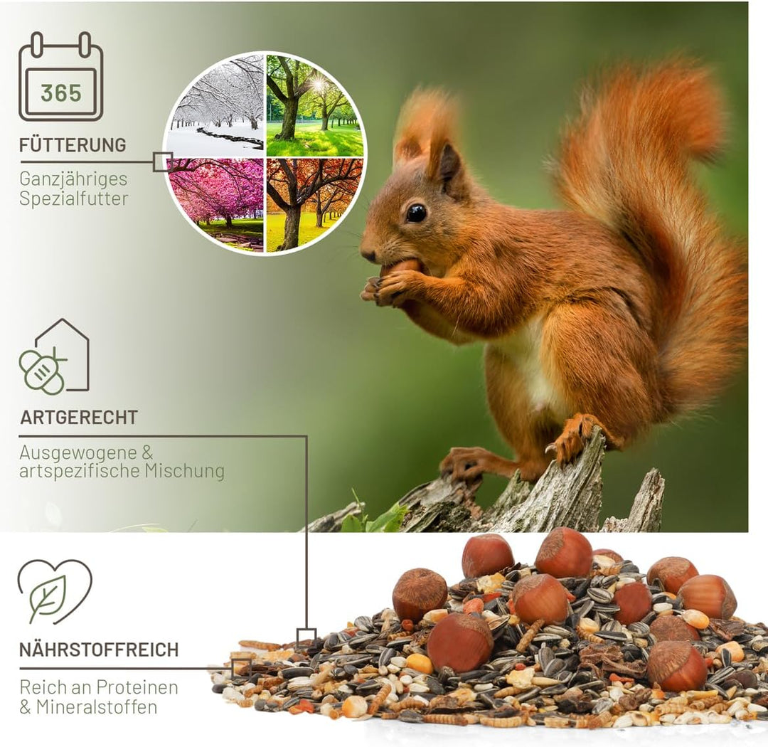 wildtier liebe Eichhörnchenfutter 2kg für Eichhörnchen & Streifenhörnchen I Ganzjahres-Futter Eichhö