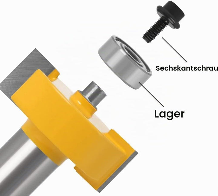 WSOOX 4-tlg Nutfräser Set Falzfräser Bit Set, Schaft 1/4 Zoll, Falzfräser mit 6 Kugellagersatz (1/8"
