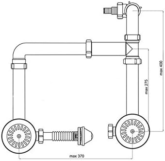 115mm Edelstahl Doppelbecken Spüle Ablaufgarnitur &amp; U-Falle Spüle Sieb