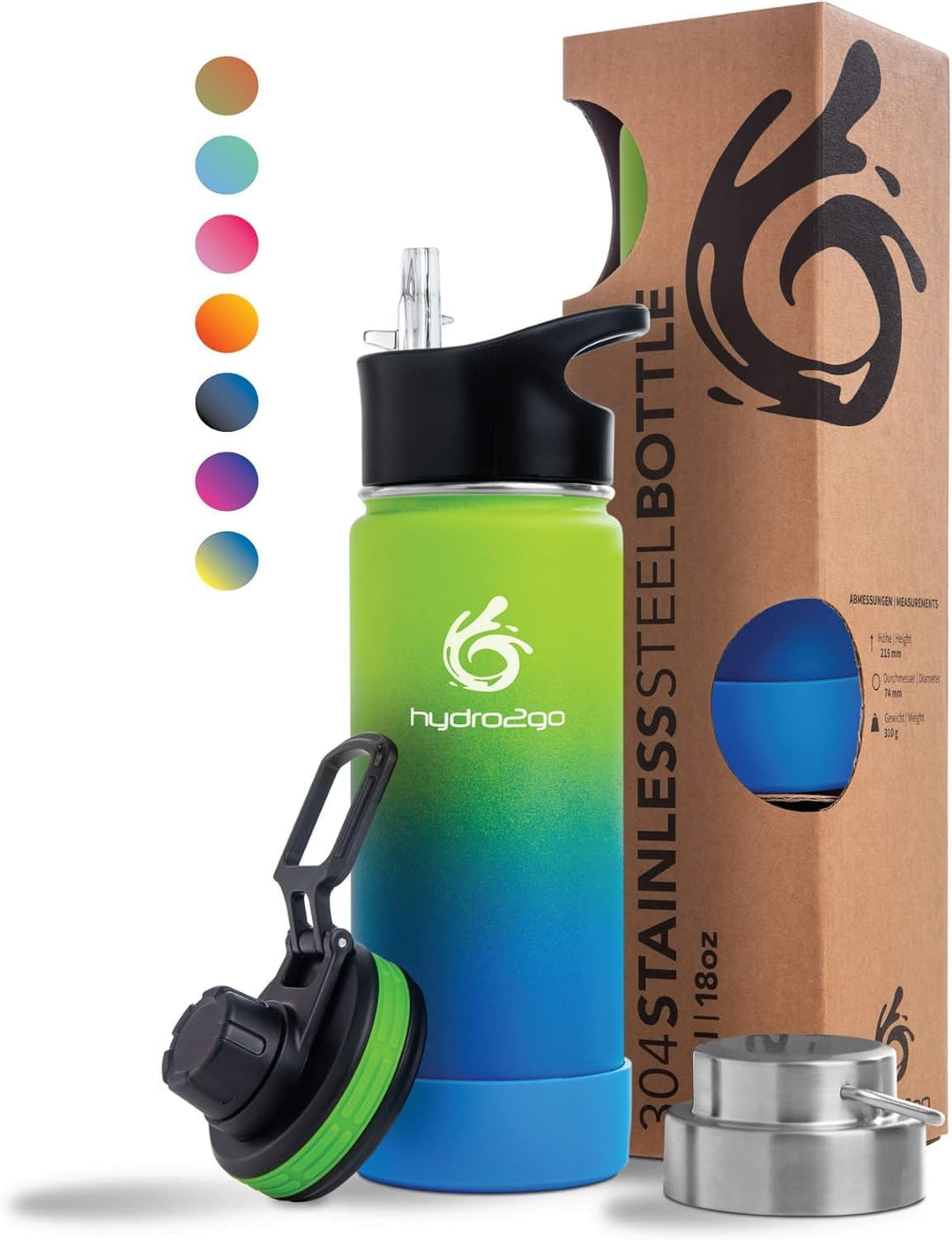 hydro2go Edelstahl Trinkflasche – BPA-freie Isolierflasche für Kinder, Schule, Sport & Outdoor – Häl