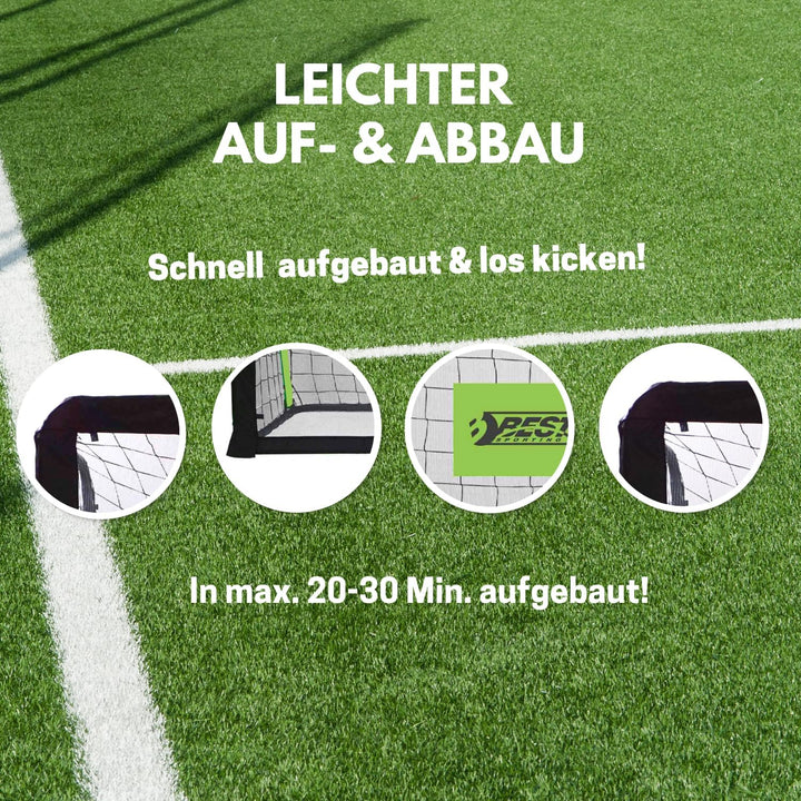 Best Sporting Fussballtor Rebound 213 x 153 x 76 cm I Fussball Tor mit Netz &amp; Rückprallwand I Reboun