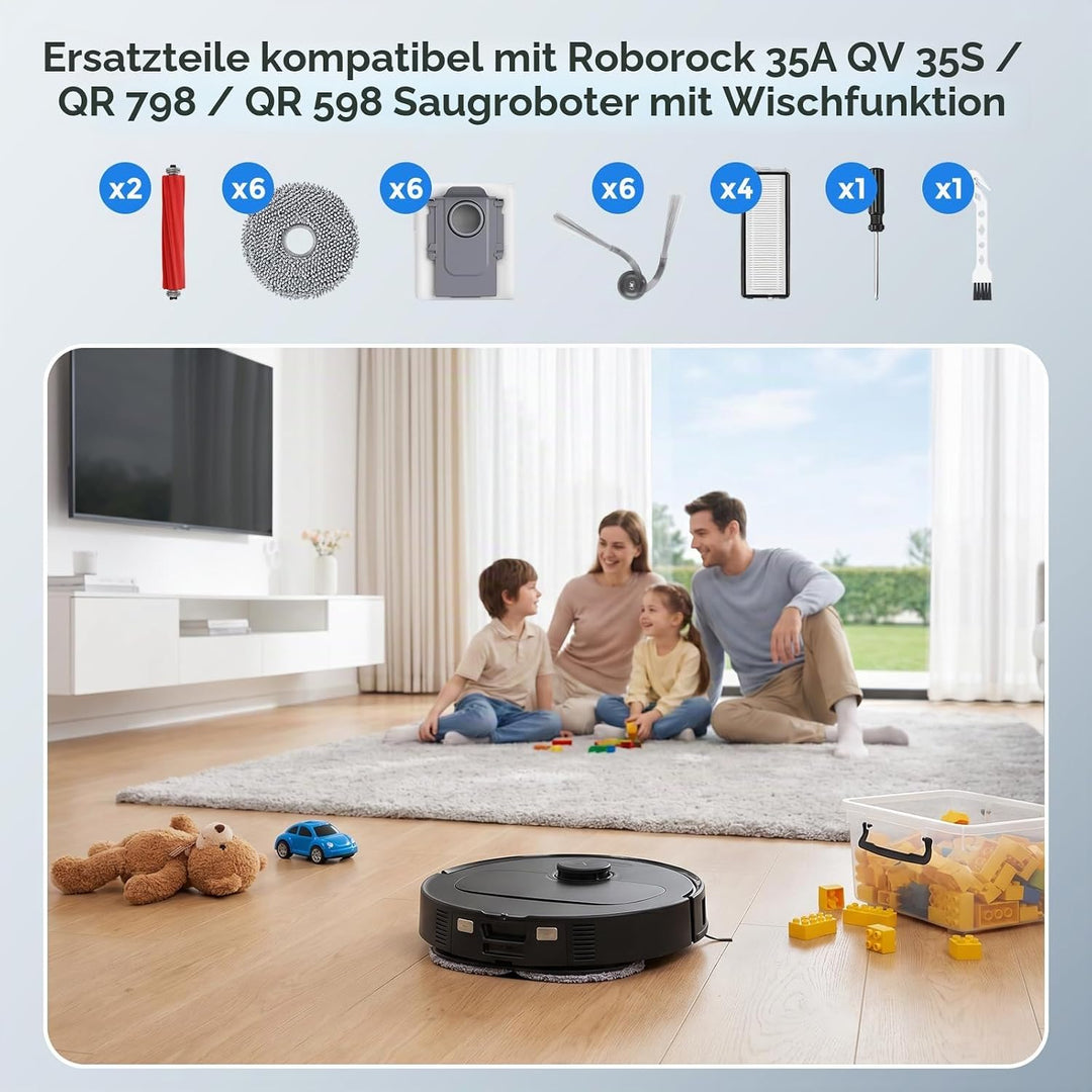 26 Ersatzzubehör für Roborock QV 35A / QV 35S / QR 798 / QR 598 Staubsauger Roboter, 6 Staubbeutel,