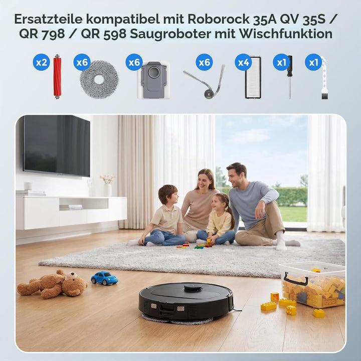 26 Ersatzzubehör für Roborock QV 35A / QV 35S / QR 798 / QR 598 Staubsauger Roboter, 6 Staubbeutel,