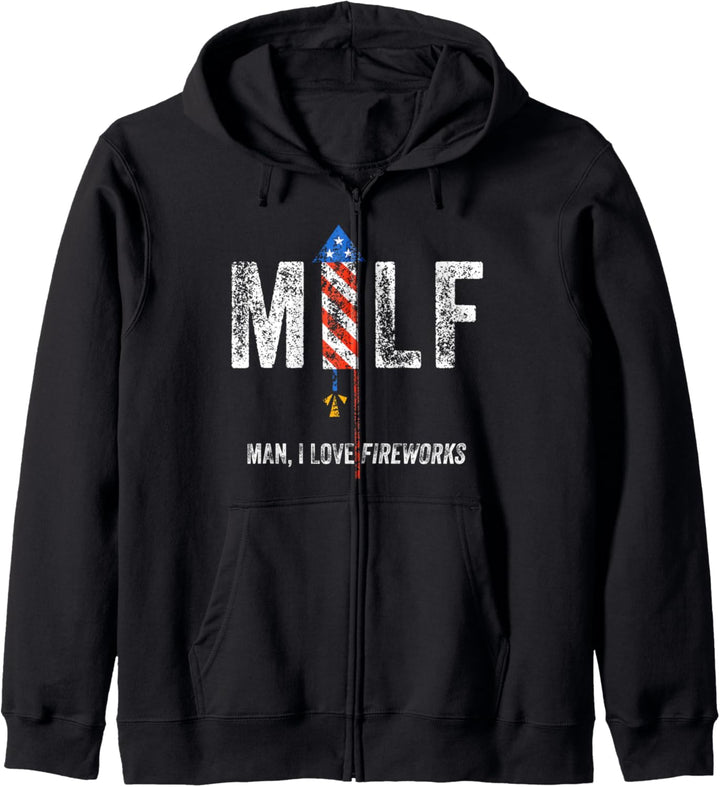 MILF Man I Love Fireworks Lustiges patriotisches 4. Juli Kapuzenjacke