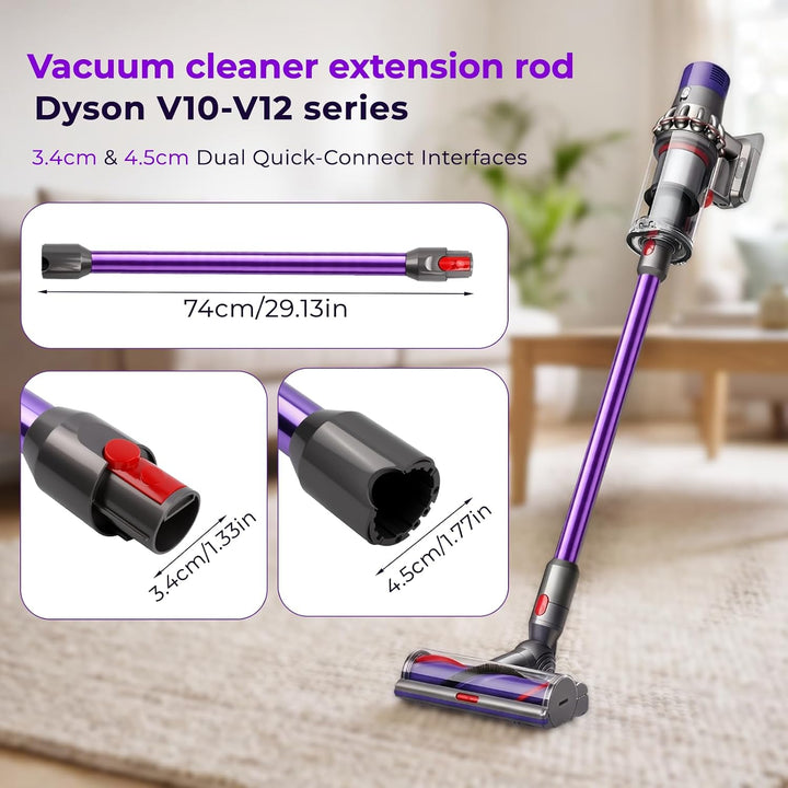 Verlängerungsrohr Kompatibel mit Dyson V12 Detect Slim / V10 Digital Slim, 74 cm Saugrohr aus Alumin