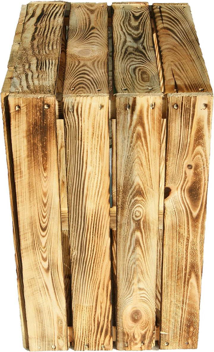 3 Stück flambierte/geflammte Massive Obstkisten ca 49 x 42 x 31 cm/Apfelkisten Weinkisten aus dem Al