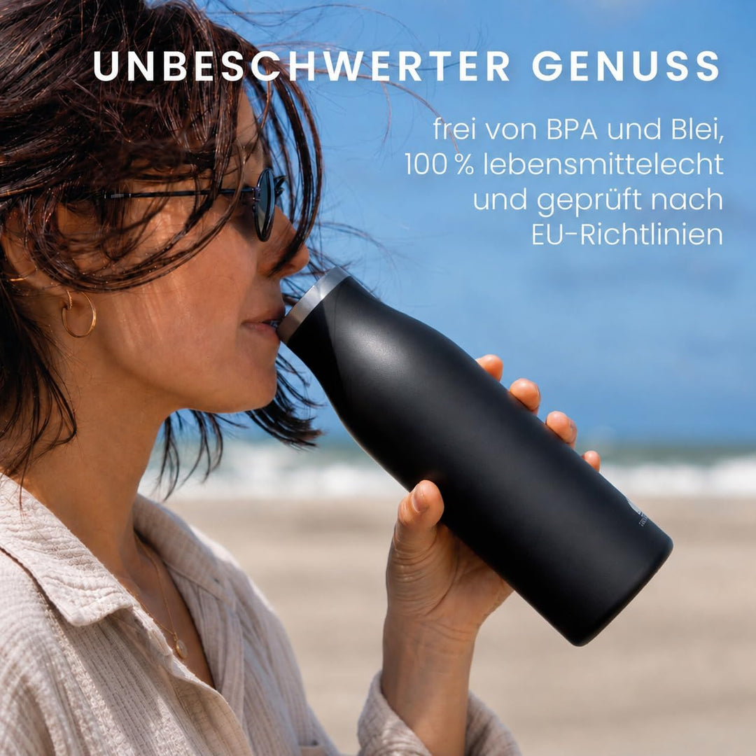 Groenenberg Trinkflasche Edelstahl 500ml oder 750ml | 100% Auslaufsicher | Thermosflasche Kohlensäur