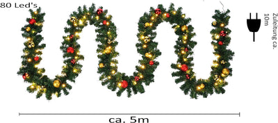 Bambelaa! Tannengirlande Grün Weihnachtsdeko Beleuchtet Künstlich Mit Lichterkette Weihnachten Dekor