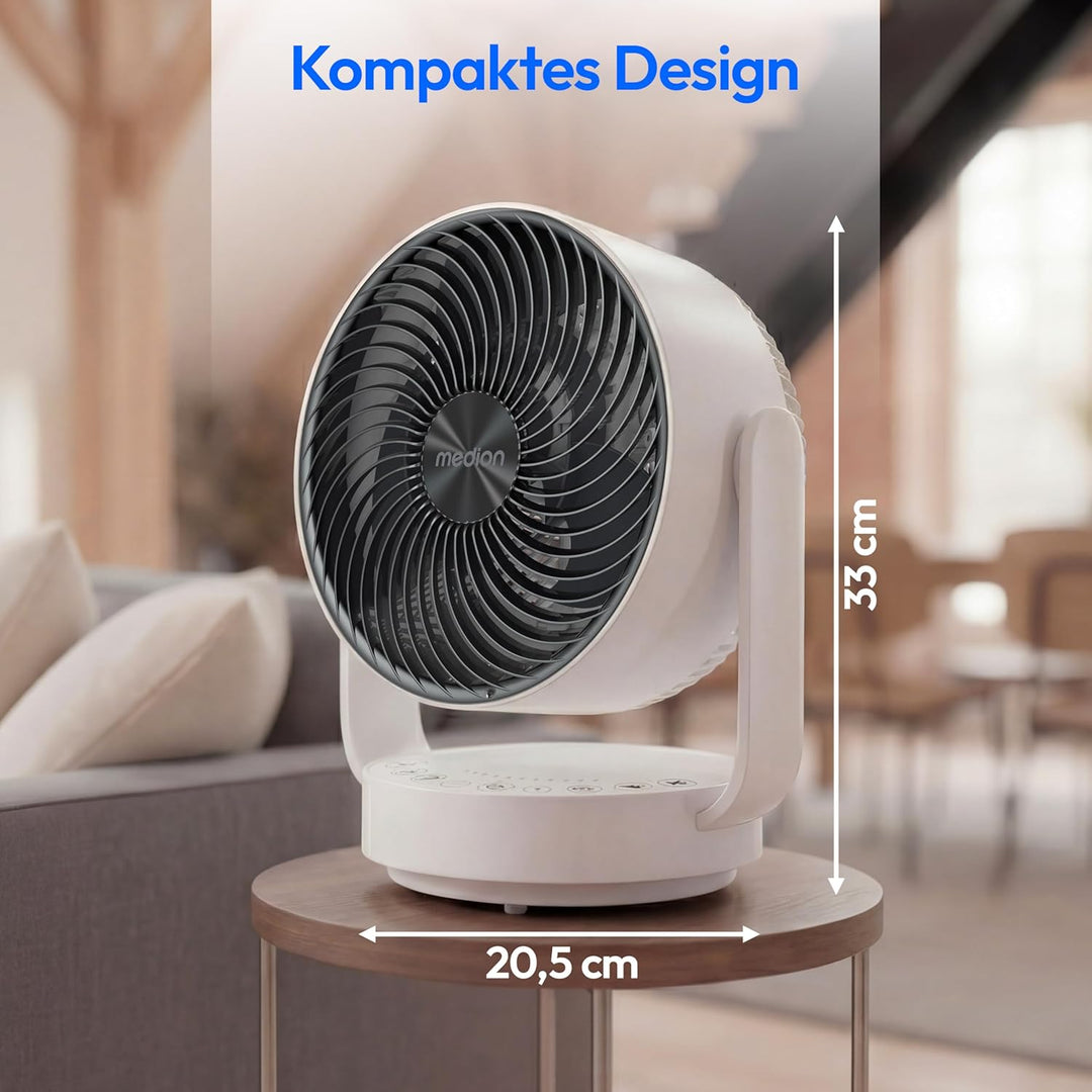 MEDION Tischventilator mit Fernbedienung P20 DF, 7 Geschwindigkeitsstufen, Schwenkfunktion horizonta