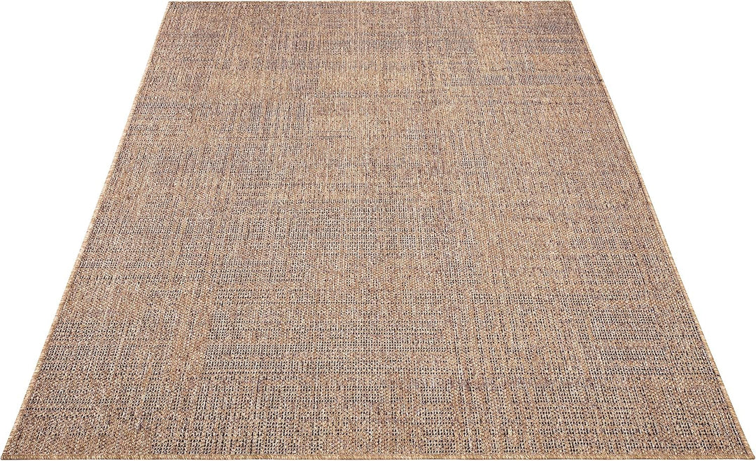 Paco Home Outdoor Teppich wetterfest & langlebig Flachgewebe in moderner Jute-Sisal-Optik in Naturtö
