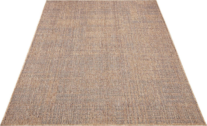 Paco Home Outdoor Teppich wetterfest & langlebig Flachgewebe in moderner Jute-Sisal-Optik in Naturtö
