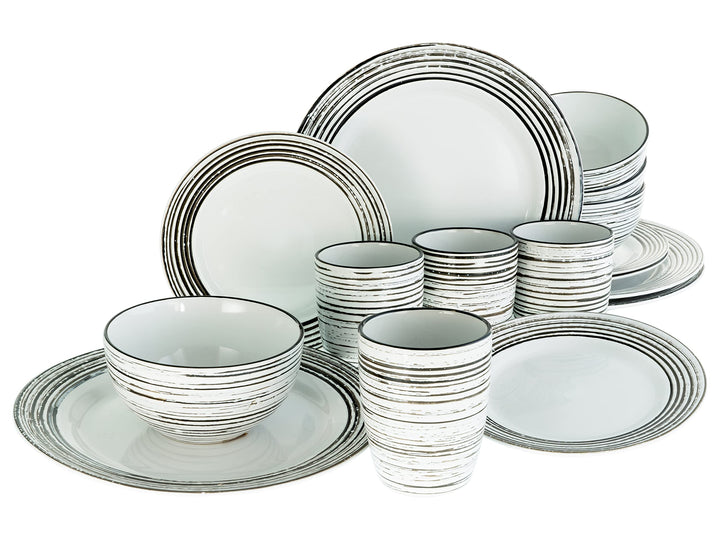 CreaTable, 23610, Serie La Gomera blanca, Geschirrset, Kombiservice 16 teilig Weiss, Weiss