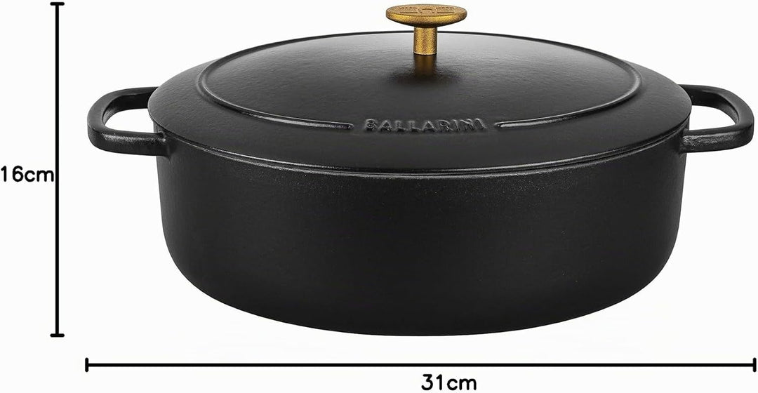 BALLARINI Bellamonte Auflaufform, Bräter, Dutch Oven, Emailliertes Gusseisen, Oval, 31 cm, 5,5 L, Sc