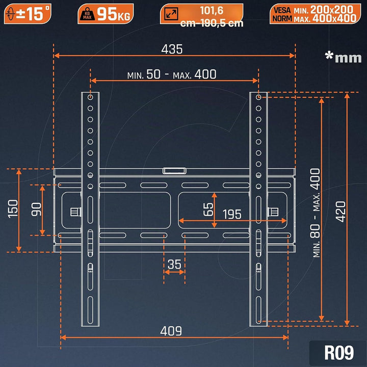 RICOO TV Wandhalterung Fernseher Halterung Neigbar Flach Ultra Slim für 32-65 Zoll R09 RICOO Wandhal