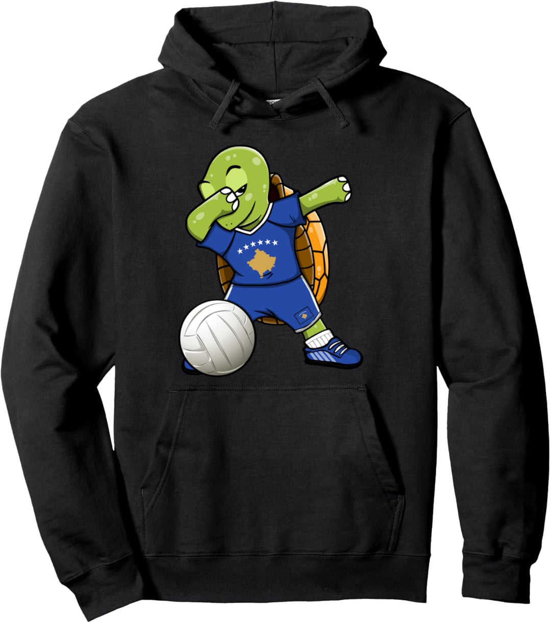 Dabbing Schildkröte Kosovo Volleyball Kosovarische Flagge Pullover Hoodie