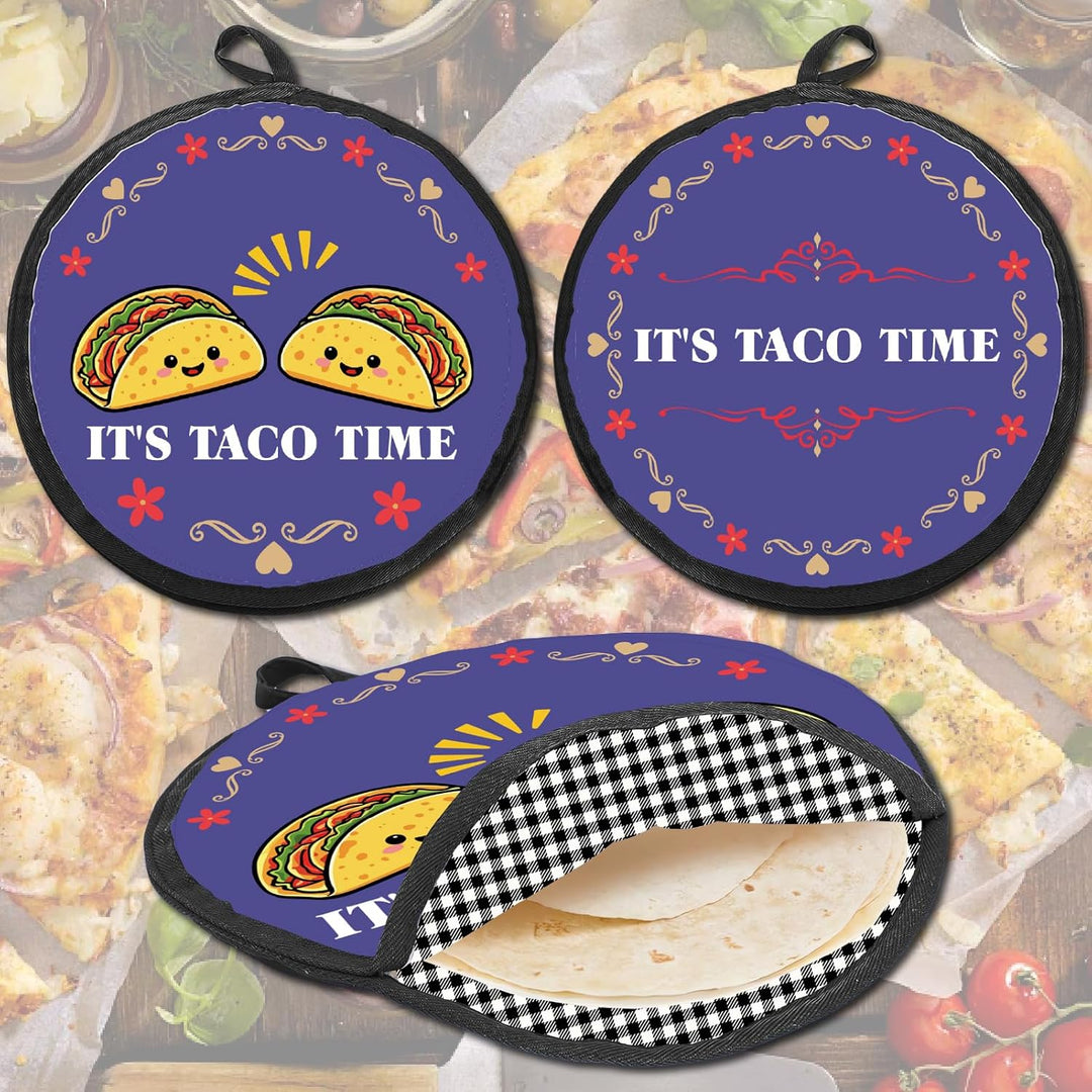 CREATCABIN Tortilla Wärmer Tacos Tortilla Halter Wärmer Tragbar Polyestergewebe Blau Doppeldruck Fri