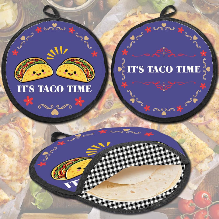 CREATCABIN Tortilla Wärmer Tacos Tortilla Halter Wärmer Tragbar Polyestergewebe Blau Doppeldruck Fri