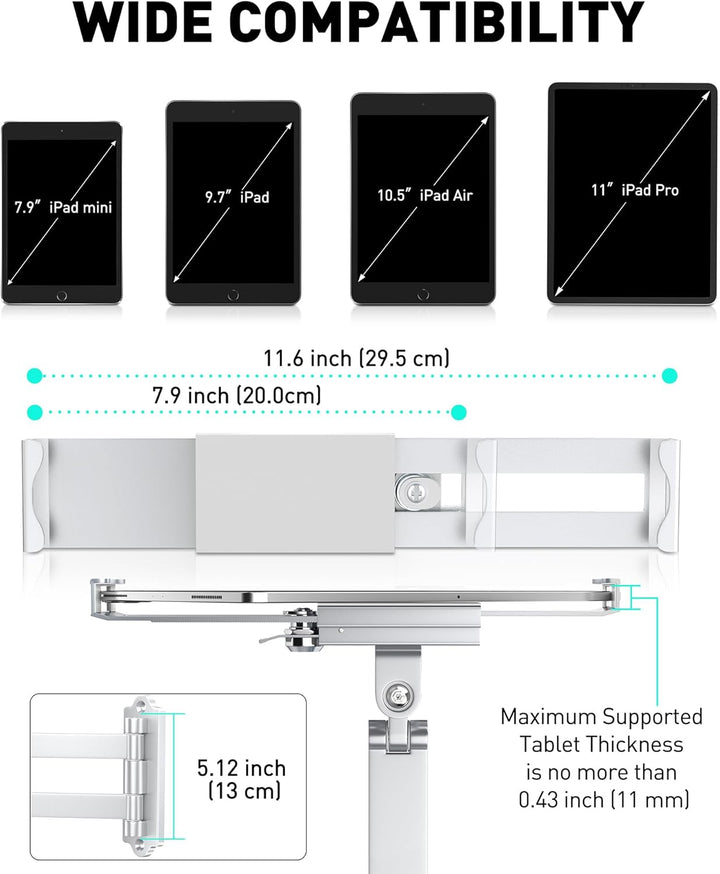 AboveTEK Tablet Wandhalterung iPad Ständer für 7-11Zoll Tablets/iPad/Galaxy Tab/Slate/Fire Tablet Ha