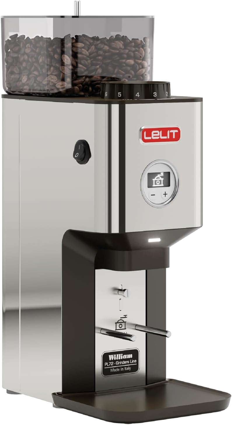 LELIT William PL72-P Kaffeemühle mit flachem Mahlwerk - Mit LCC zur Regulierung der Mahldauer - Silb