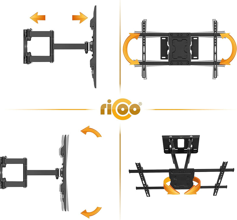 RICOO TV Wandhalterung Fernseher Schwenkbar Neigbar für 40-65 Zoll, Universal TV Halterung S7264, Fe