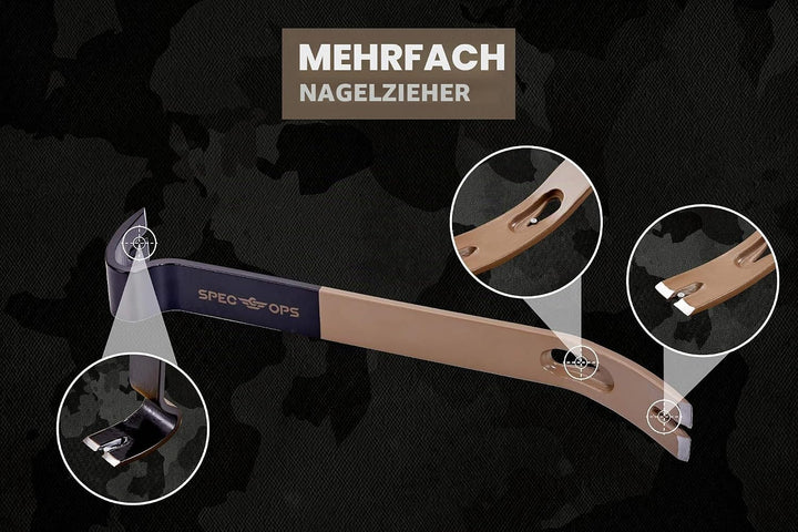 Spec Ops Tools Flache Brecheisen, 38,1 cm, gebogener Wippkopf, Nagelzieher in Tropfenform, Kohlensto