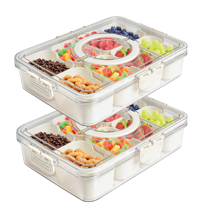 2 Stück Snackbox mit 8 Fächern,Tragbar Snackbox Organizer,Snackdose Organizer,Snack Aufbewahrungsbox