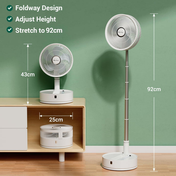 Marchpower Ventilator leise Standventilator mit Fernbedienung, höhenverstellbar bis 92cm akku Ventil