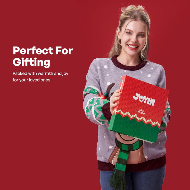 JOYIN Damen LED Beleuchtete Rentier Hässliche Weihnachtspullover Damen mit Integrierten Leuchtmittel
