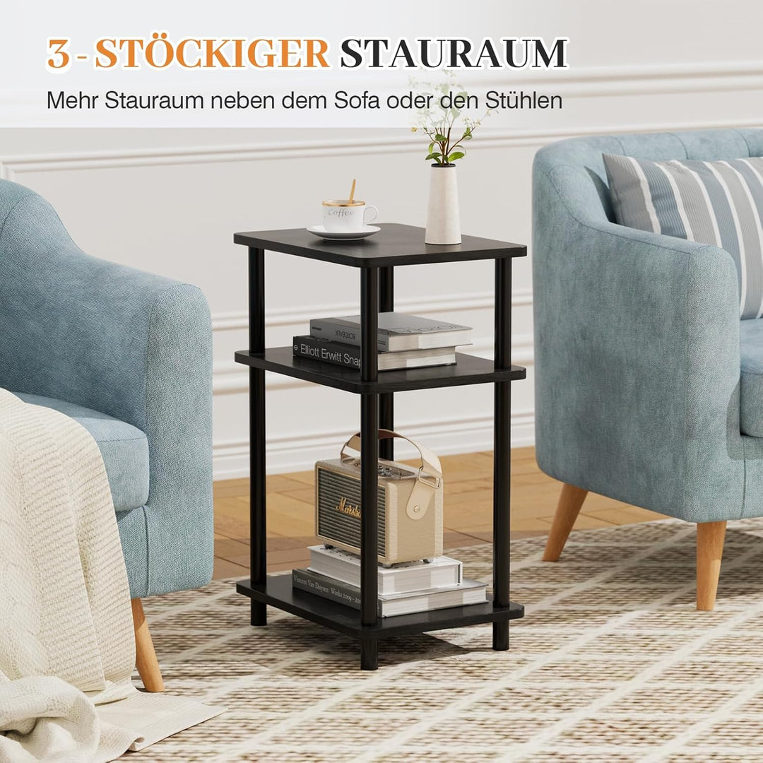 APICIZON 3 Tier Beistelltisch Schmal, Nachttisch Holz, Tisch Klein, 40x30x61.5cm, Kleiner Beistellti