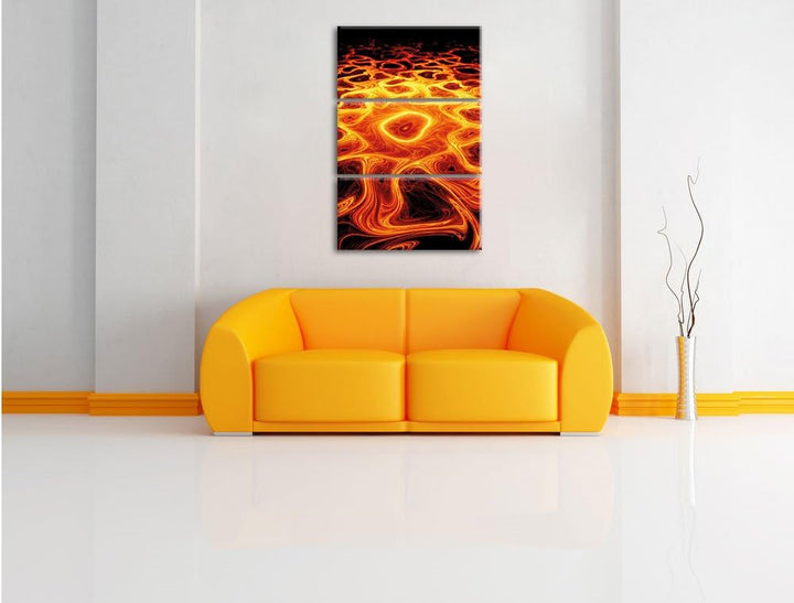 Pixxprint Leuchtende Lava Muster als Leinwandbild/Grösse: 3 Teilig (120x80) cm/Wandbild/Kunstdruck/f