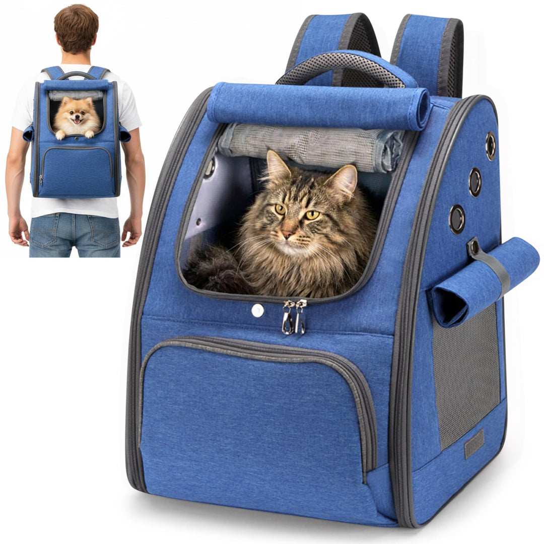 ALLSOPETS Katzenrucksack, Faltbarer Atmungsaktiver Hunderucksack mit Sonnenschutz für Klein Hunde un